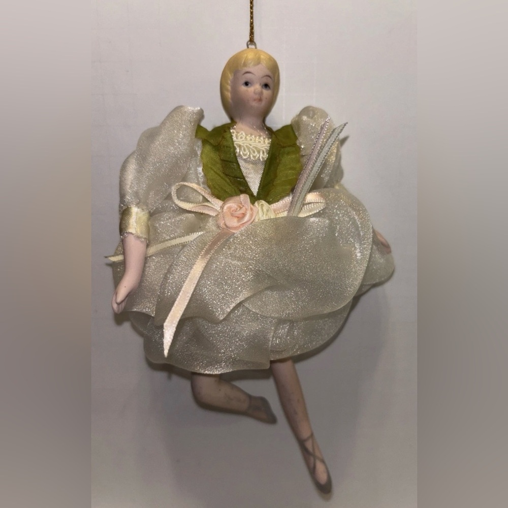 Vintage Christmas House of Lloyd Porcelain Ballerina Ornament Victorian Tutu 7”